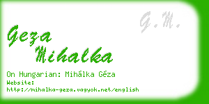geza mihalka business card